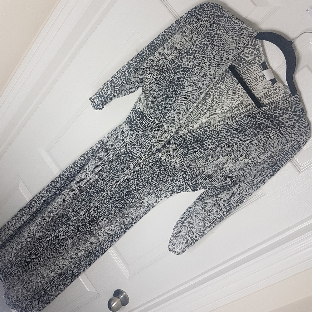 Animal print long Beach cover up. Black and white